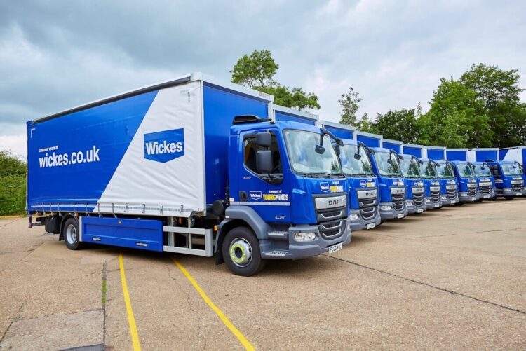 Blue Wickes Lorry Fleet In Car Park