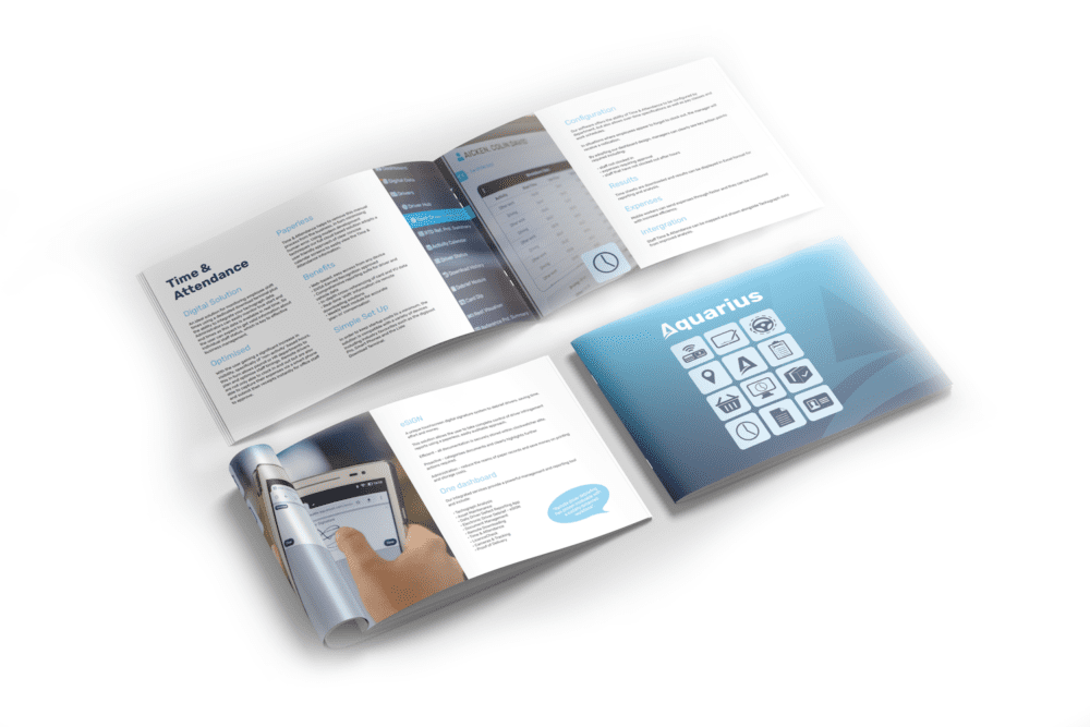 Open Spread Of The Aquarius IT Sales Brochure